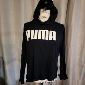 Puma long sleeve black and white hooded t-shirt Medium
